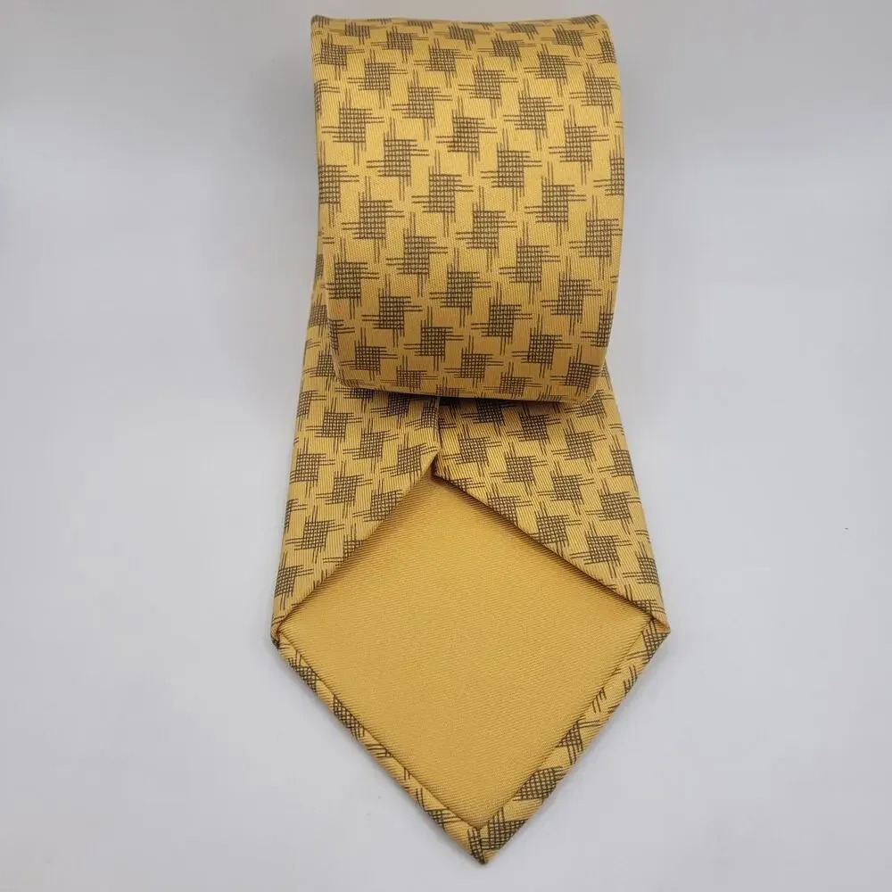 Hermes Tie Yellow Blue Geometric Rope Silk France Luxury Necktie Classic 7792 FA